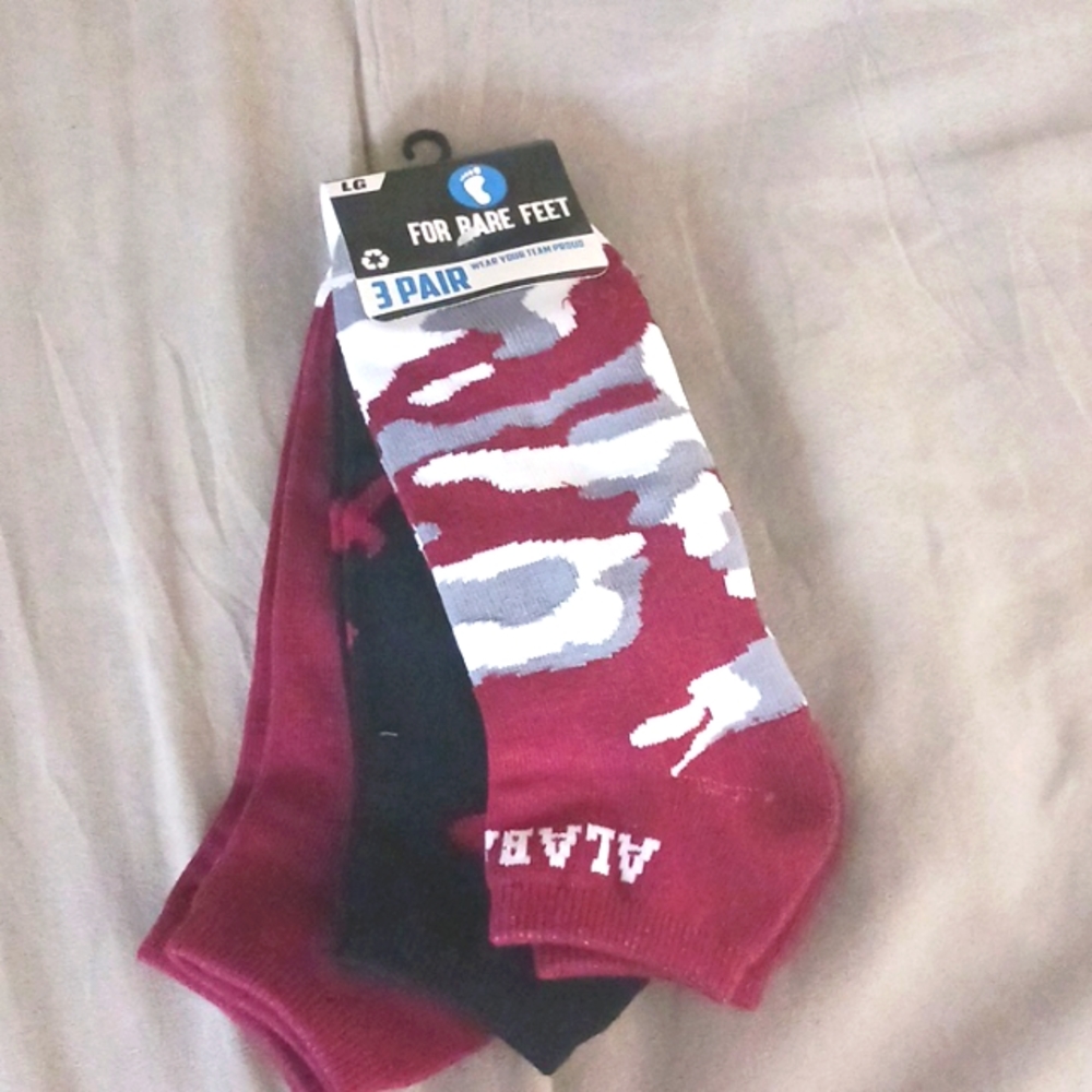 ALABAMA Crimson Tide For Bare Feet 3 pack socks